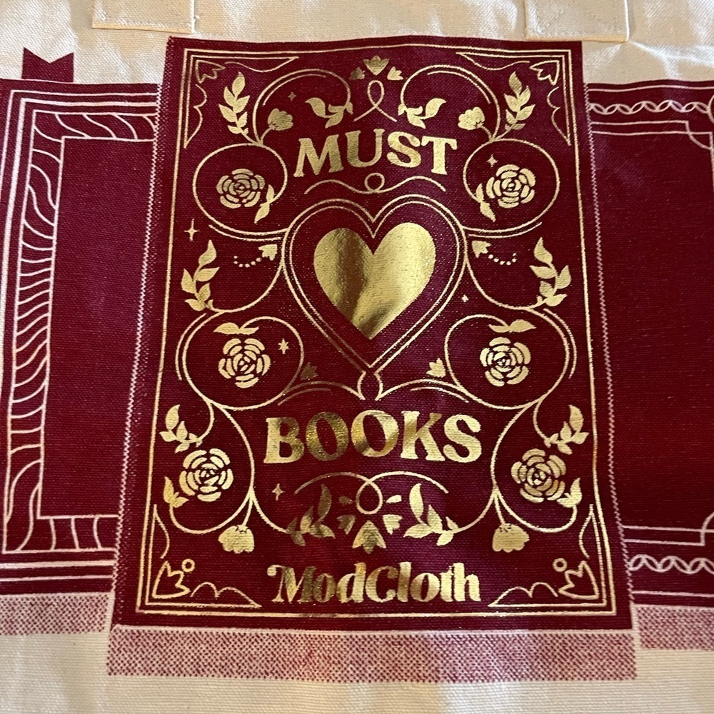Modcloth Canvas Tote Reusable Eco-Friendly Bag “Must Love Books” w/ Bonus - Picture 6 of 11